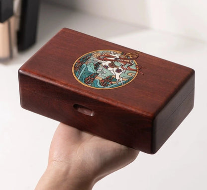 Holly Deer Wooden Jewelry Box Solid Wood Vintage Organizer