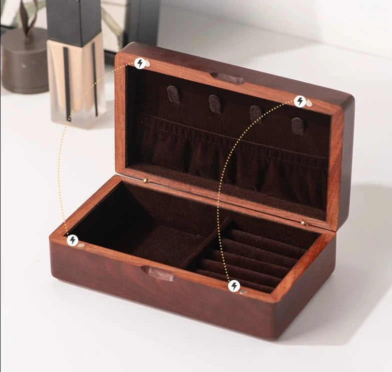 Holly Deer Wooden Jewelry Box Solid Wood Vintage Organizer