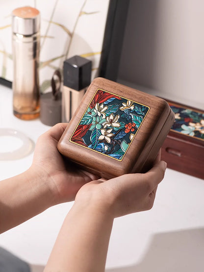 Blossoms Wooden Box Women Necklace Earring Bracelet Box
