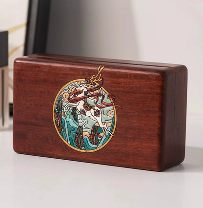 Holly Deer Wooden Jewelry Box Solid Wood Vintage Organizer