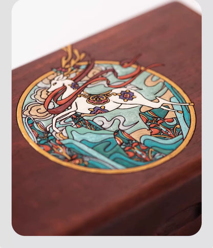 Holly Deer Wooden Jewelry Box Solid Wood Vintage Organizer