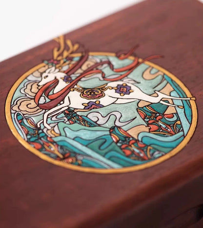 Holly Deer Wooden Jewelry Box Solid Wood Vintage Organizer